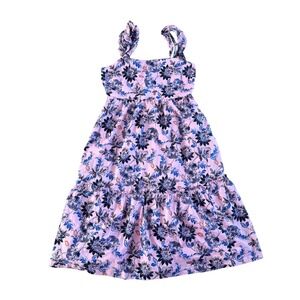 J.Crew Pink Floral Tiered Maxi Dress Smocked Ruffle Strap BK520 Size 14
